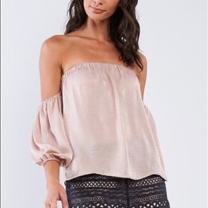 Elegant Satin Off-The-Shoulder Top